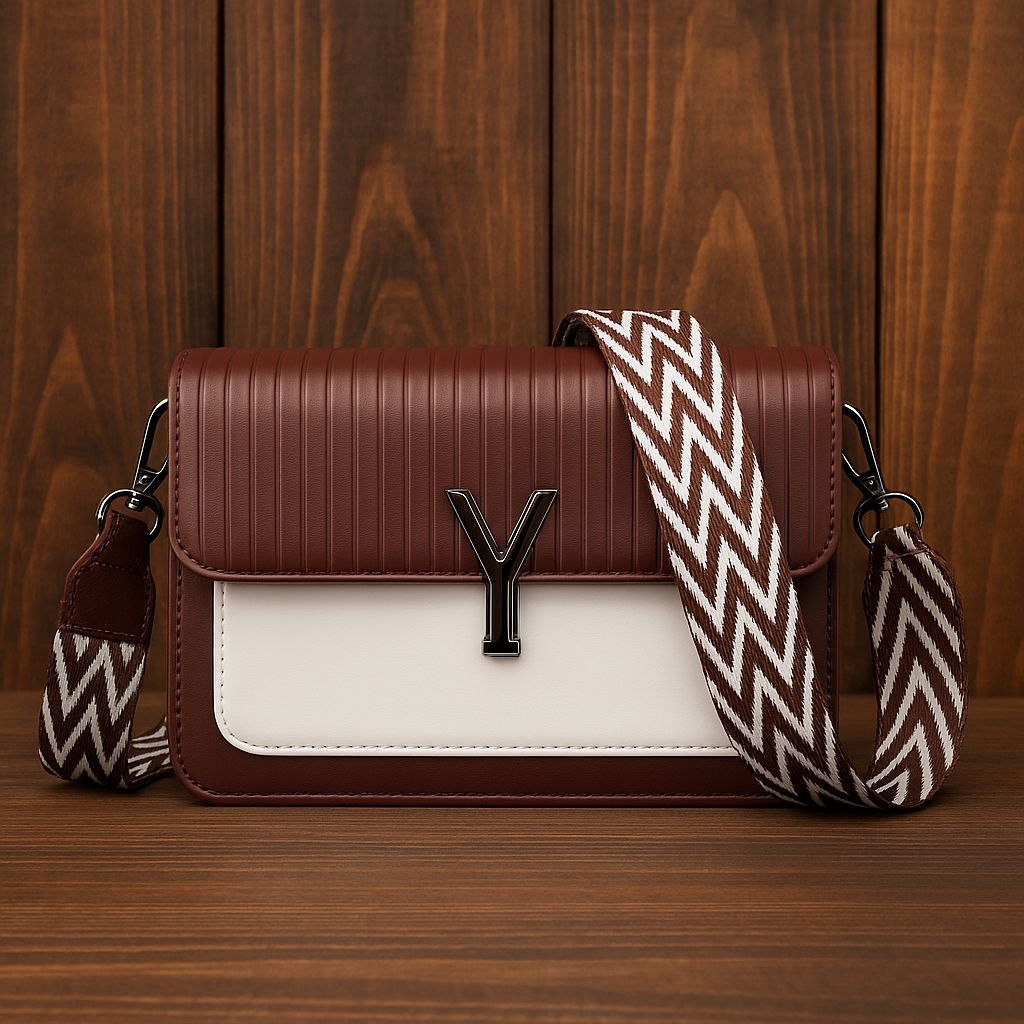 Brown Monochrome Luxe Flap Bag for Women