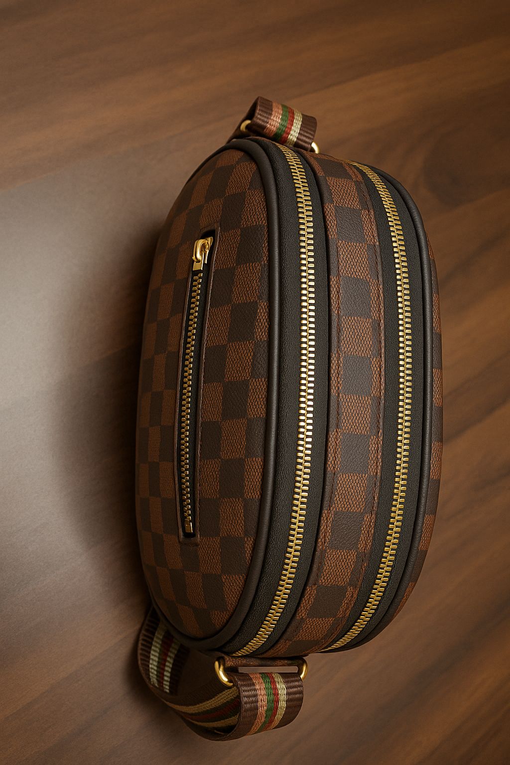 Trendy Checkered Brown Handbag for Women