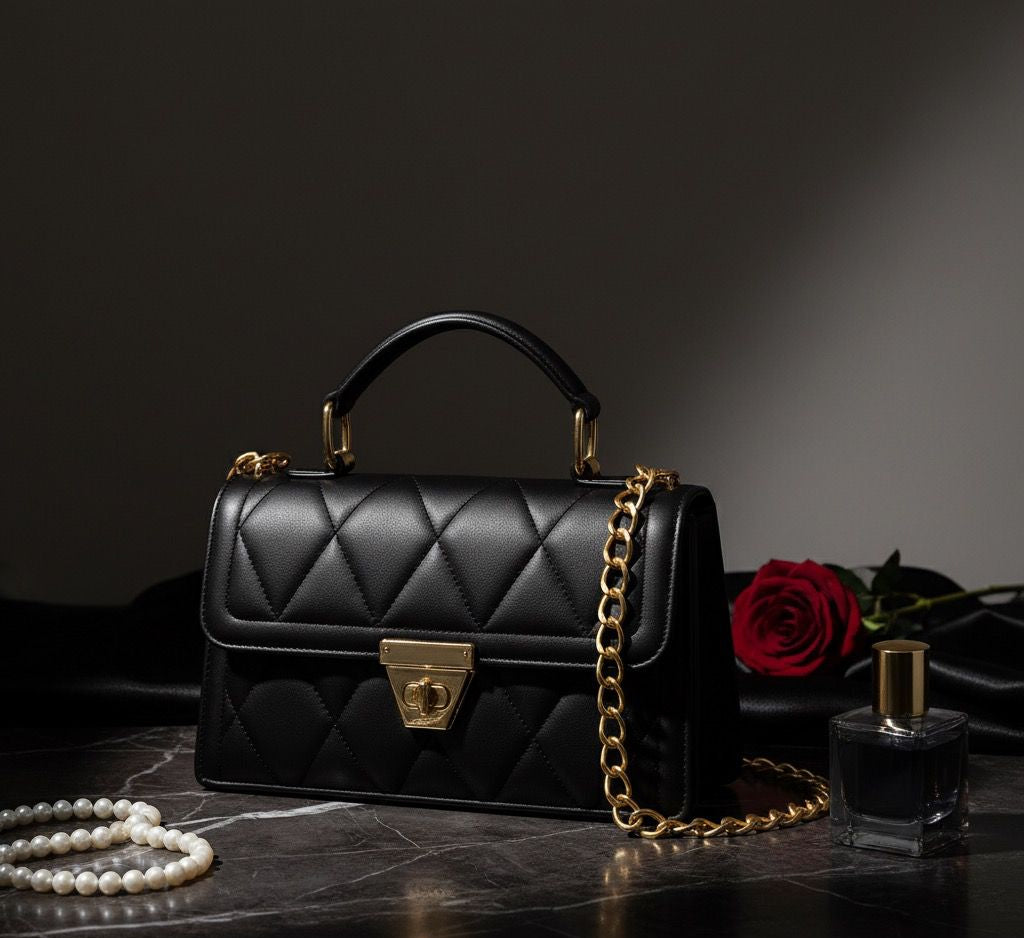 Black Quilted Handbag for Women