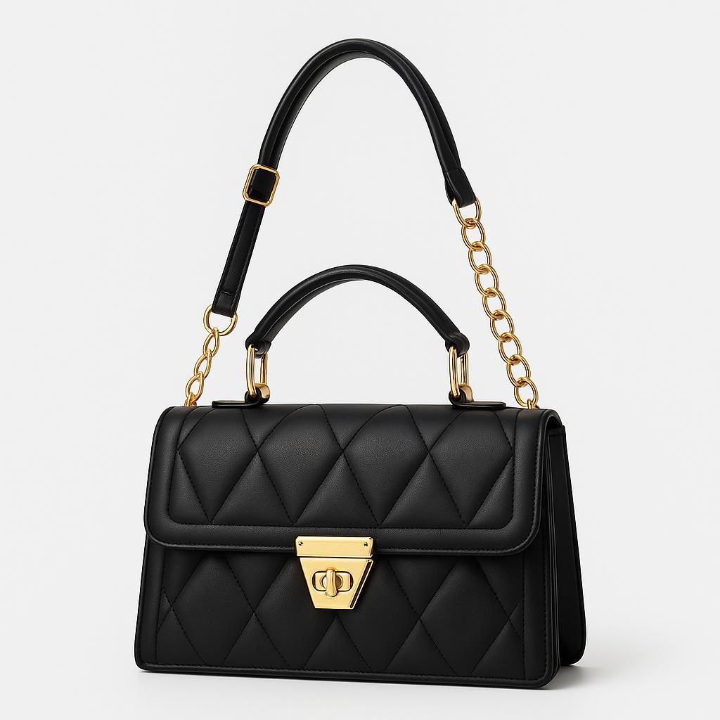 Black Quilted Handbag for Women