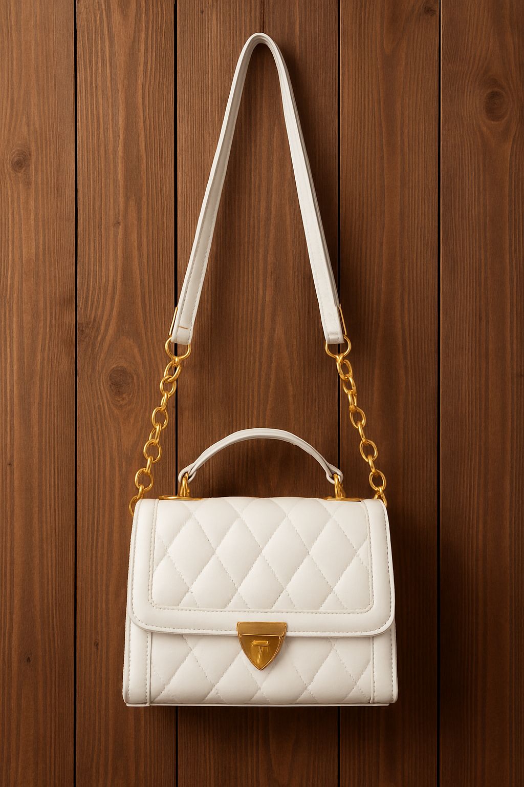 White Quilted Handbag for Women