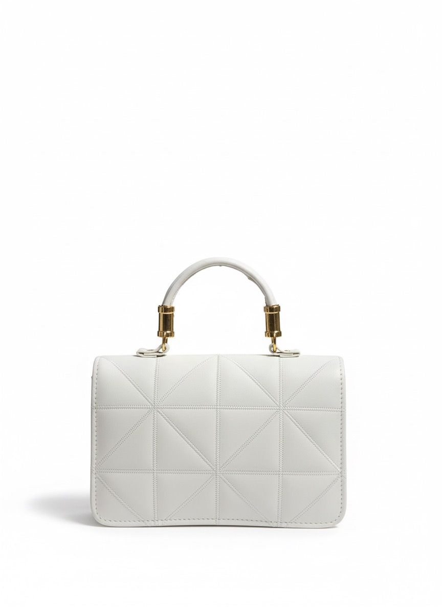 White CG Quilted Handbag for Women