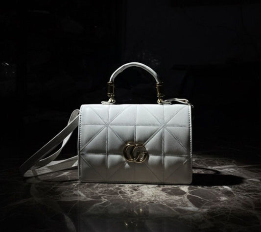 White CG Quilted Handbag for Women