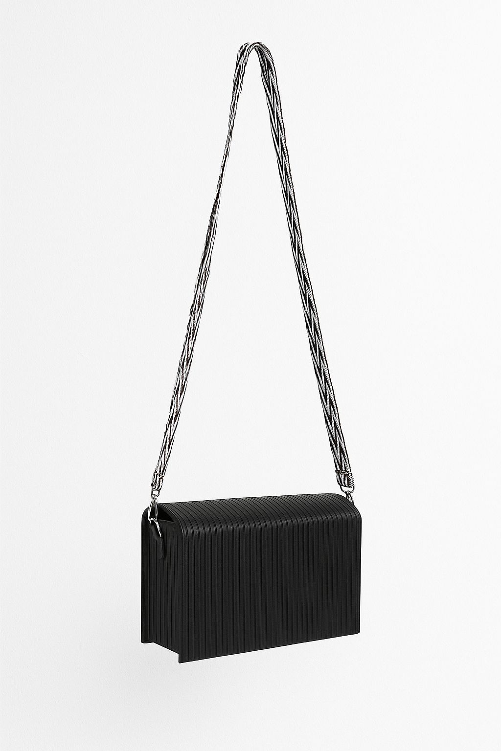 Black Monochrome Luxe Flap Bag for Women