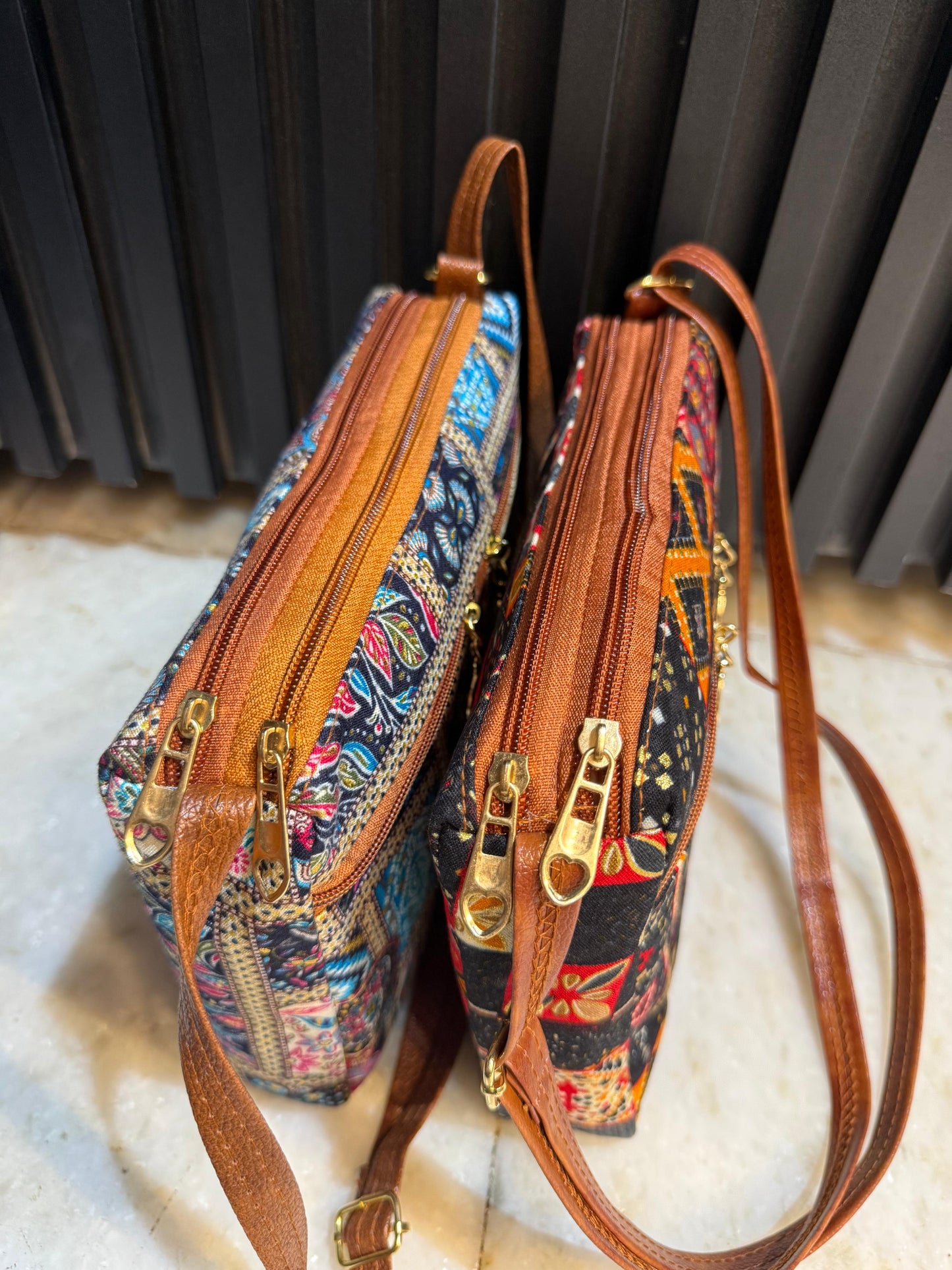 Boho Glow Dual-Tone Sling Bag for Women (Pack of 2) (L.Blue & Black)