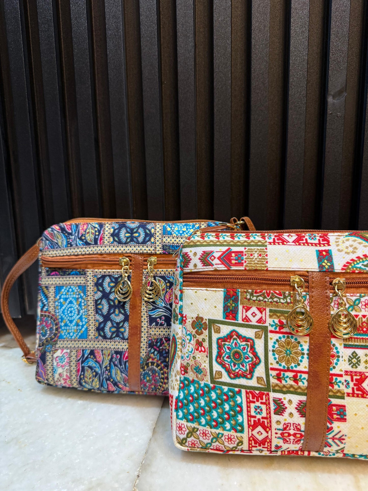 Boho Vibe Dual-Tone Sling Bag for Women (Pack of 2) (L.Blue & Cream)