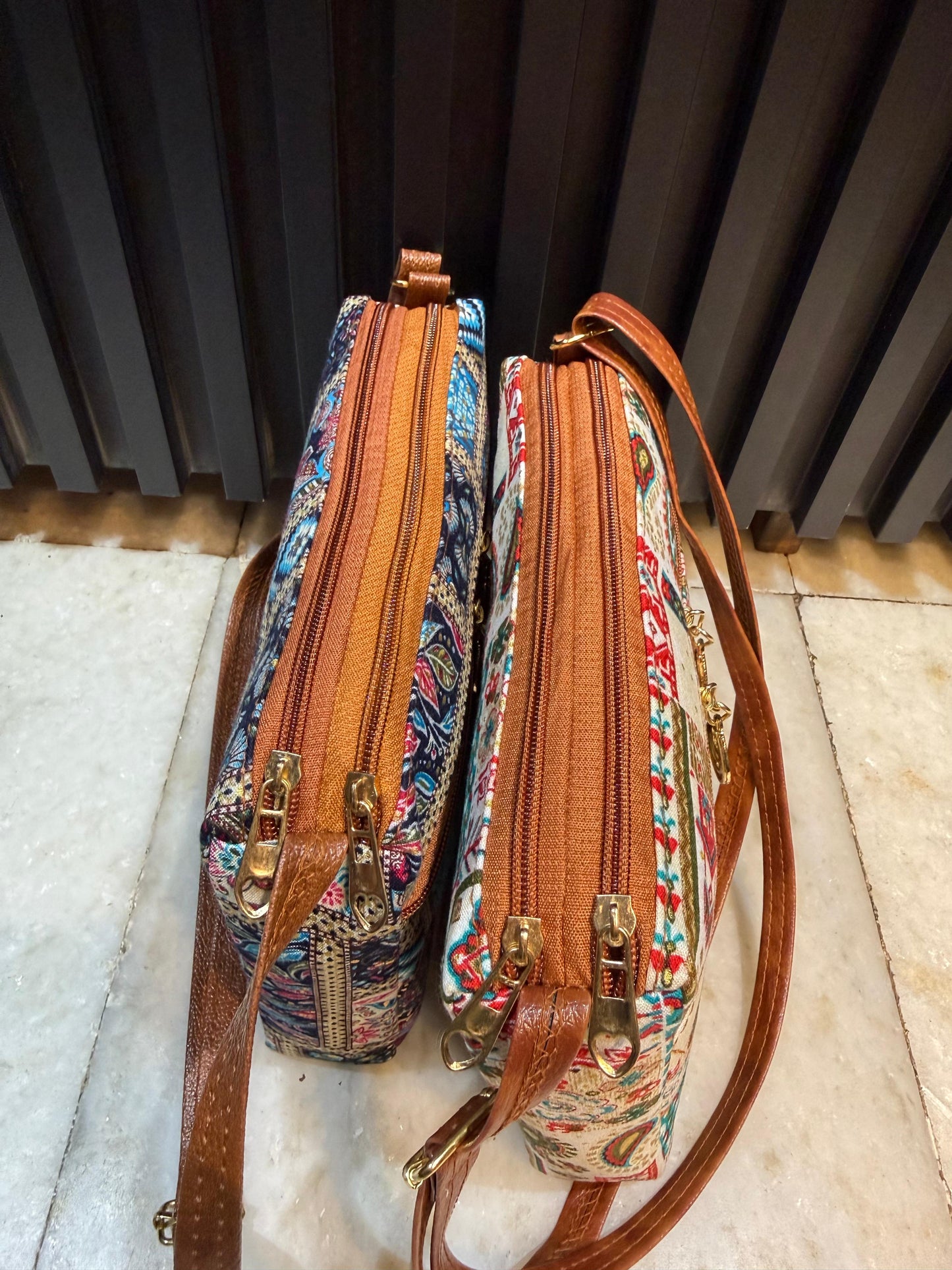 Boho Vibe Dual-Tone Sling Bag for Women (Pack of 2) (L.Blue & Cream)