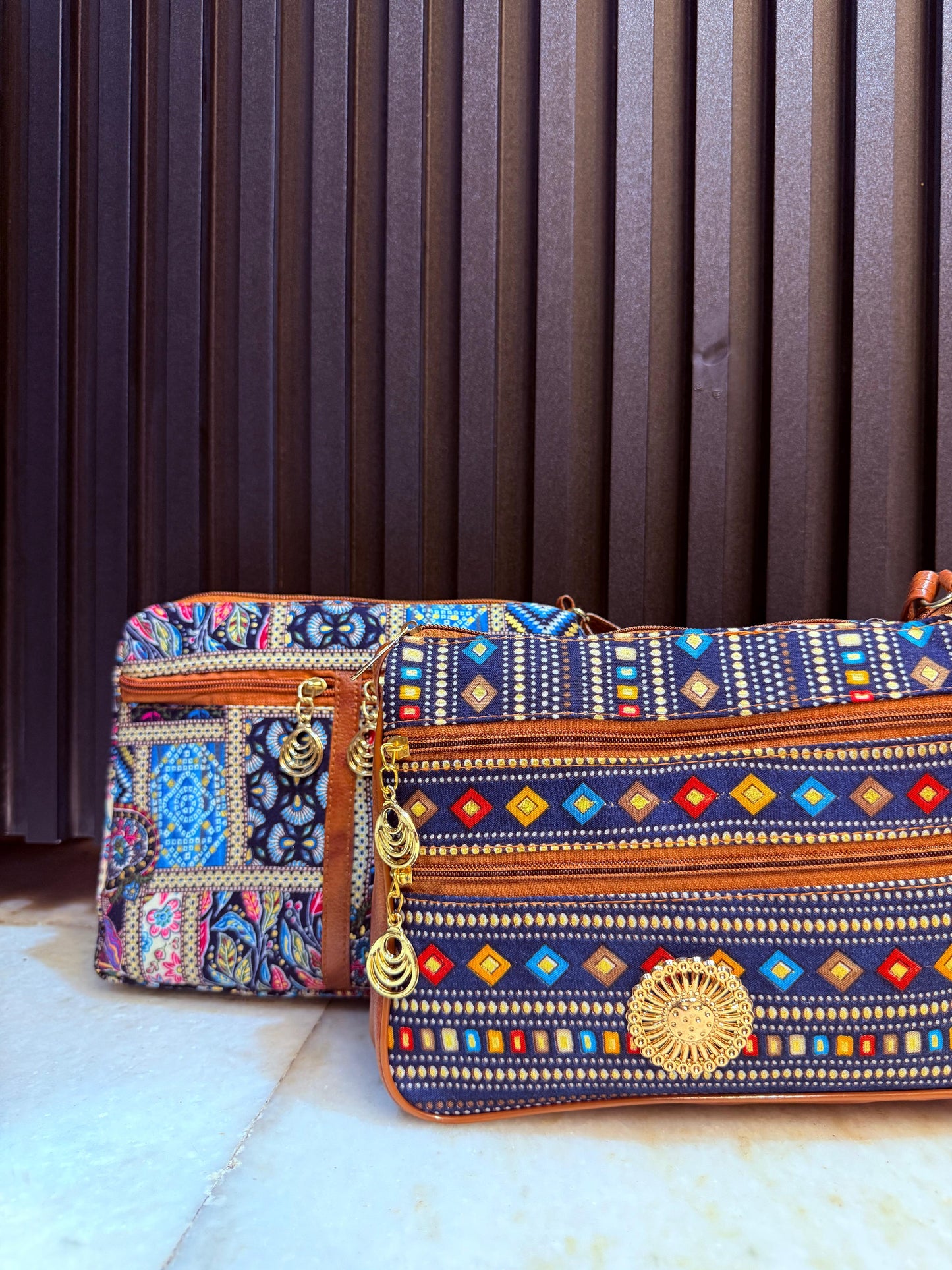 Boho Spirit Dual-Tone Sling Bag for Women (Pack of 2) (L.Blue & D.Blue)