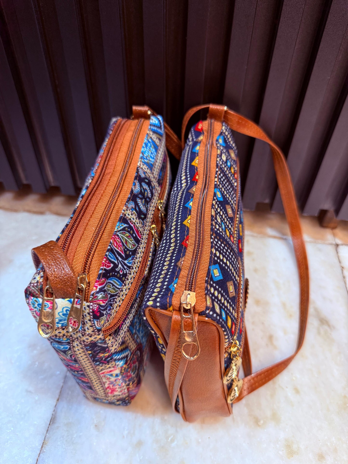 Boho Spirit Dual-Tone Sling Bag for Women (Pack of 2) (L.Blue & D.Blue)