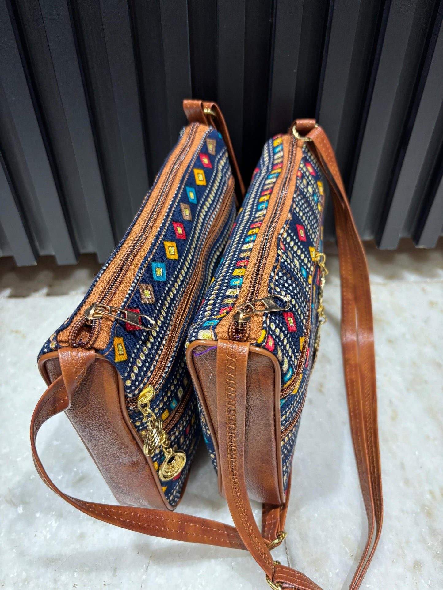 Poco Queen Embroidered Sling Bag For Women (Double D.Blue)