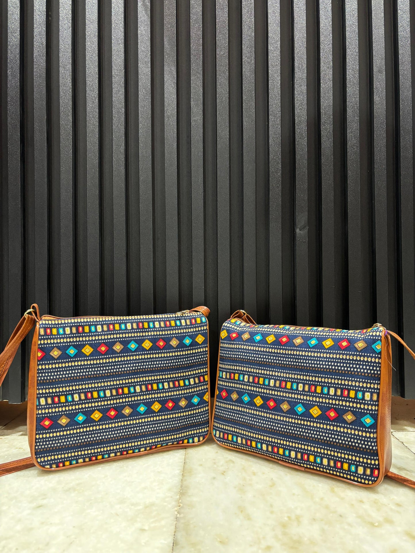 Poco Queen Embroidered Sling Bag For Women (Double D.Blue)