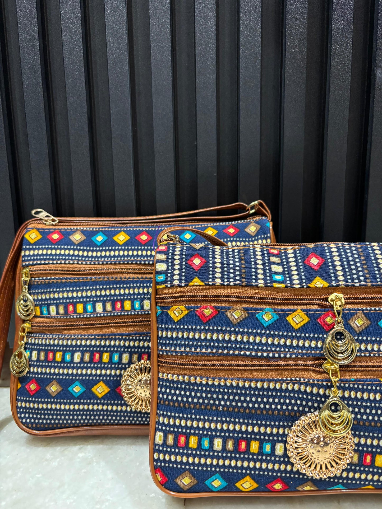 Poco Queen Embroidered Sling Bag For Women (Double D.Blue)