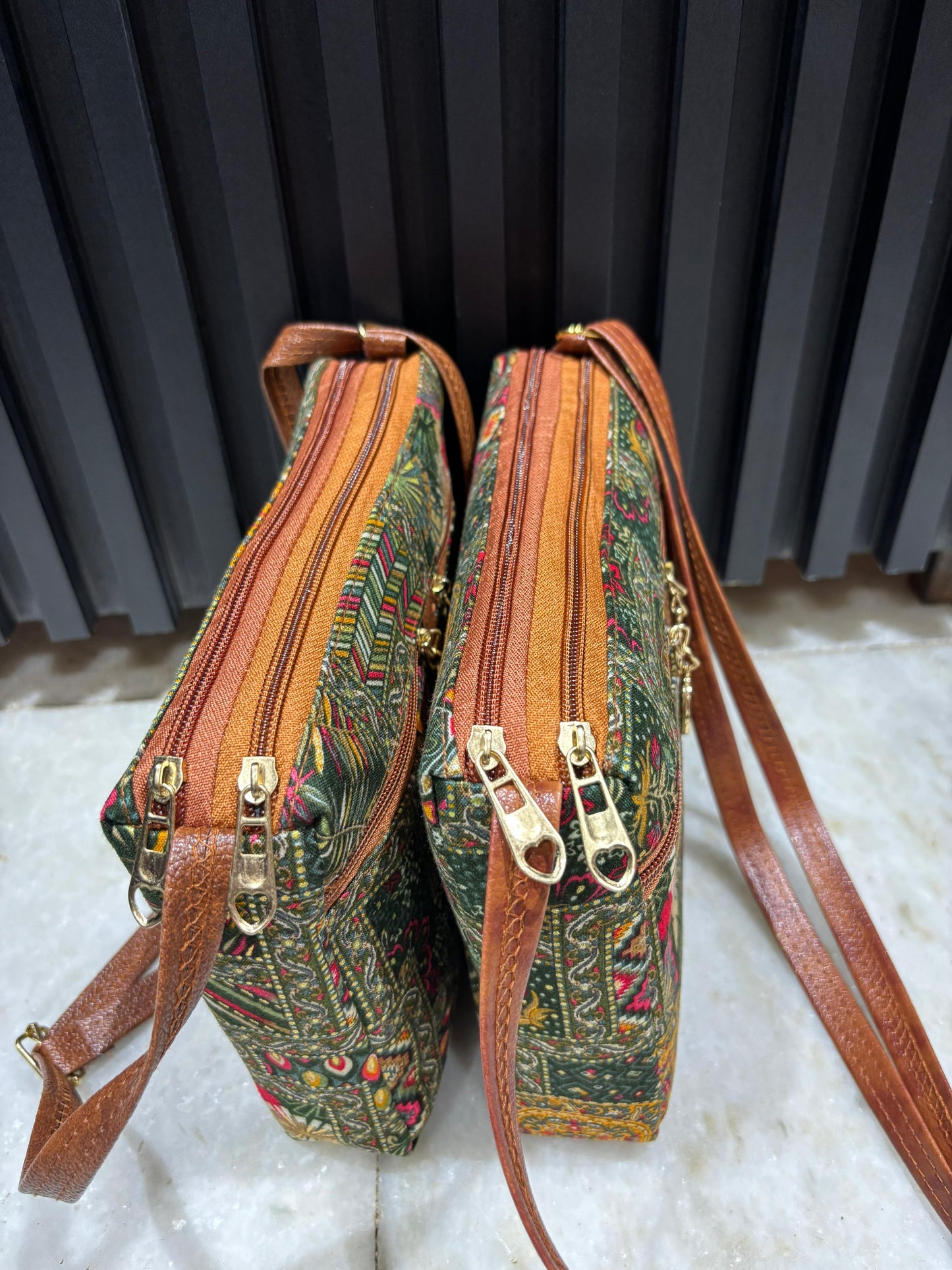 Poco King Embroidered Sling Bag For Women (Double Green)