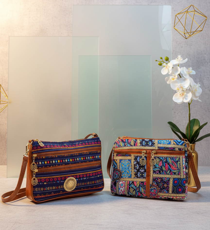 Boho Spirit Dual-Tone Sling Bag for Women (Pack of 2) (L.Blue & D.Blue)