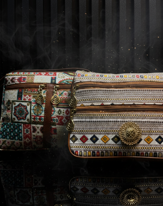 Boho Magic Dual-Tone Sling Bag for Women (Pack of 2) (Cream & White)