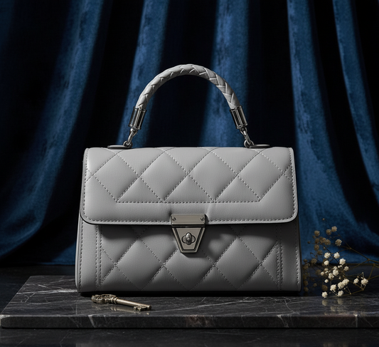 Grey Quilted Handbag for Women