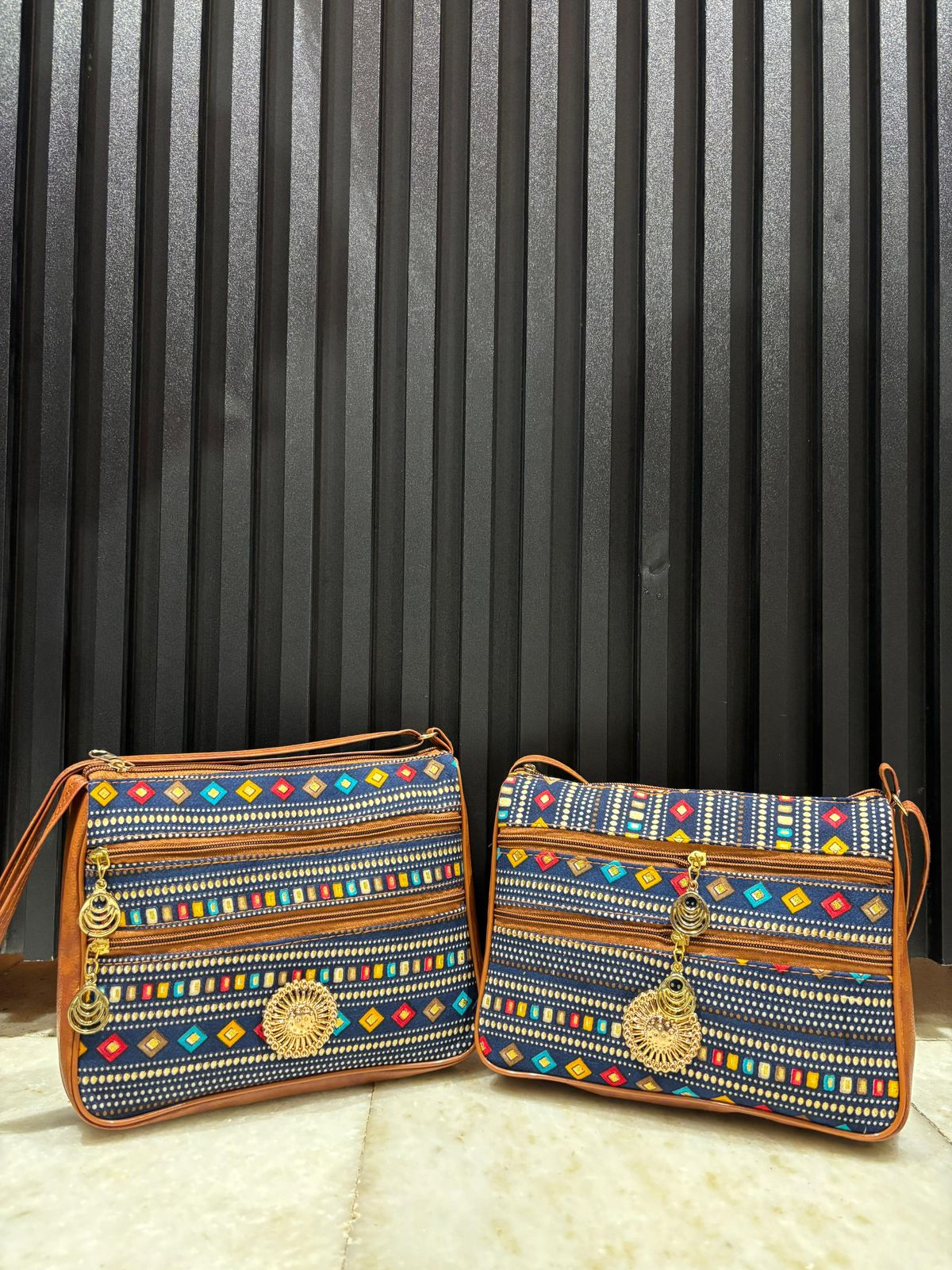 Poco Queen Embroidered Sling Bag For Women (Double D.Blue)