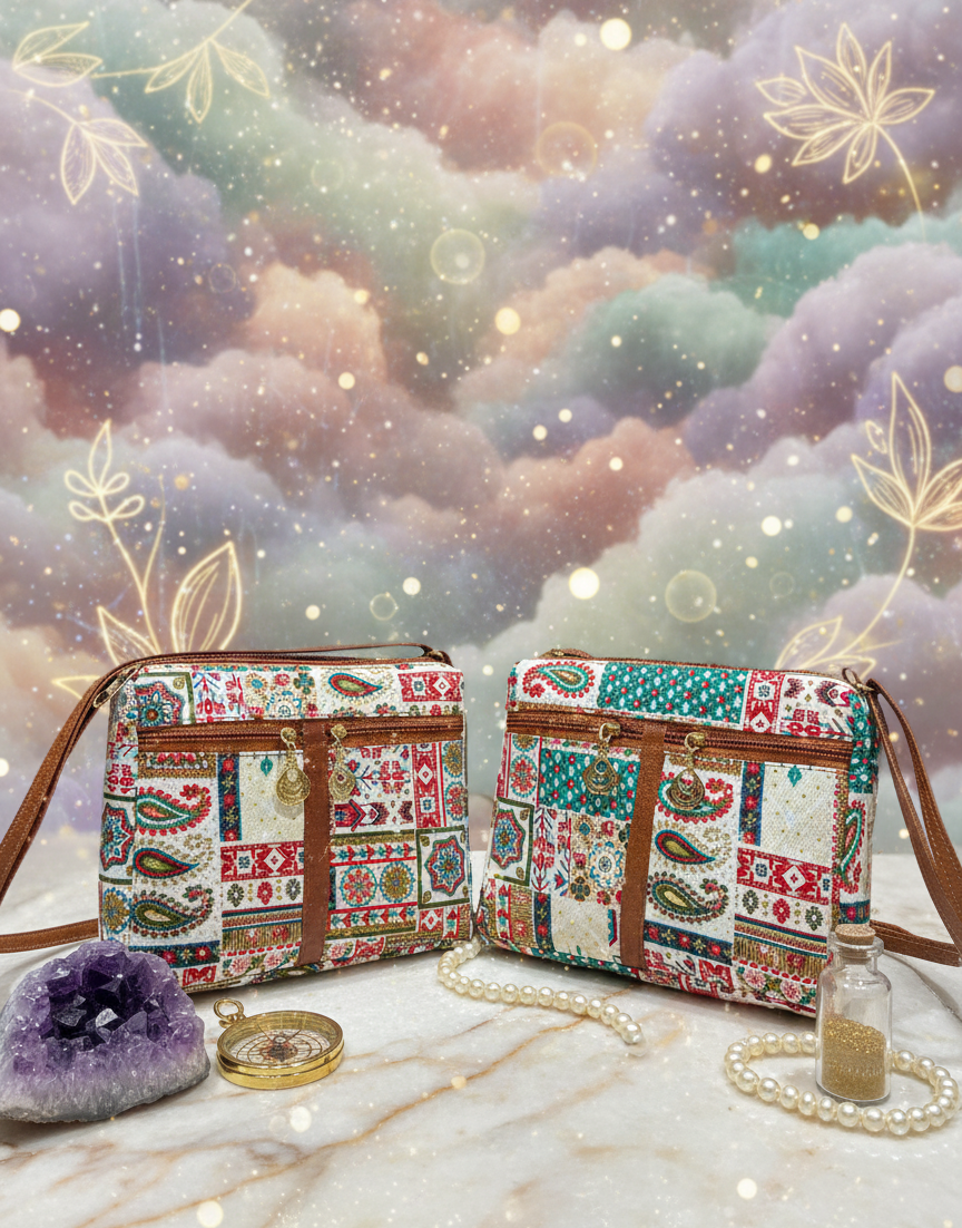 Poco Ace Embroidered Sling Bag For Women (Double Cream)