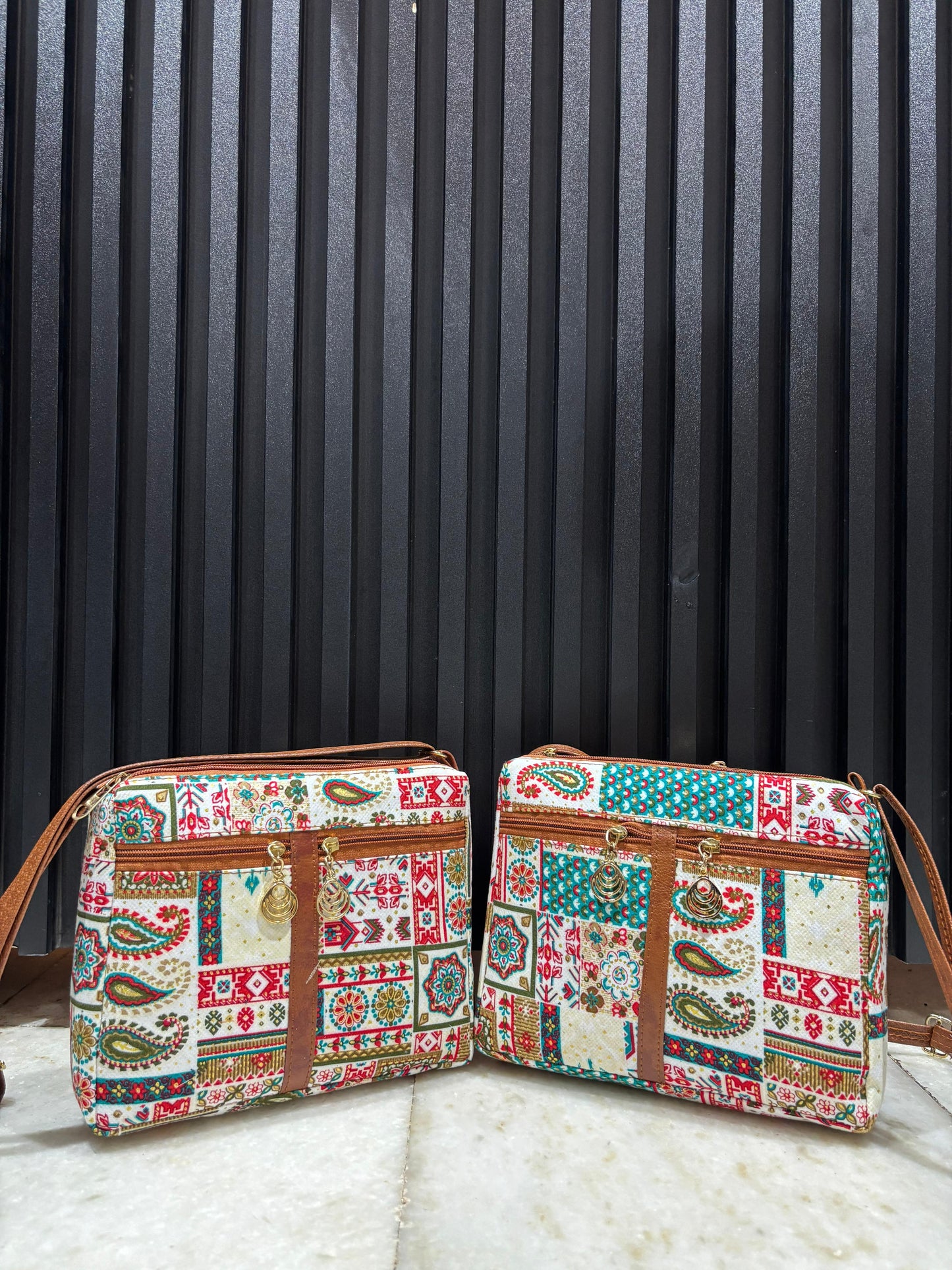 Poco Ace Embroidered Sling Bag For Women (Double Cream)