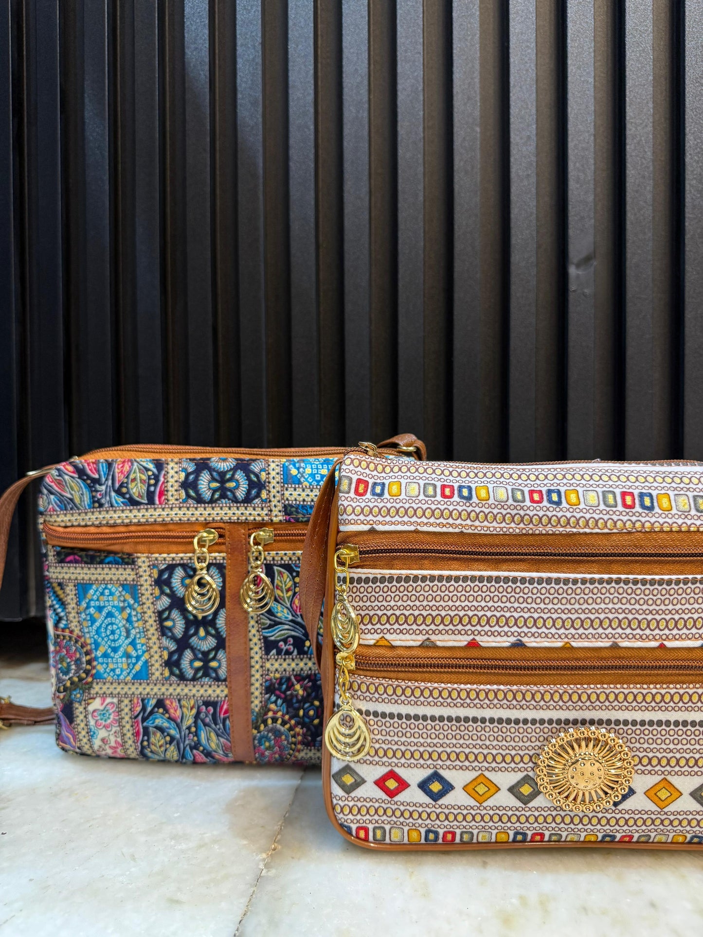 Boho Essence Dual-Tone Sling Bag for Women (Pack of 2) (L.Blue & White)