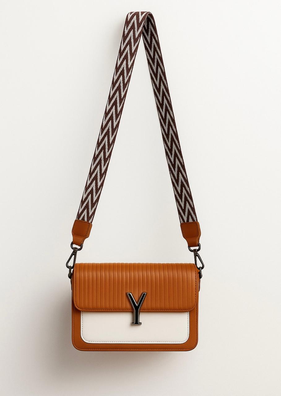 Cognac Monochrome Luxe Flap Bag for Women