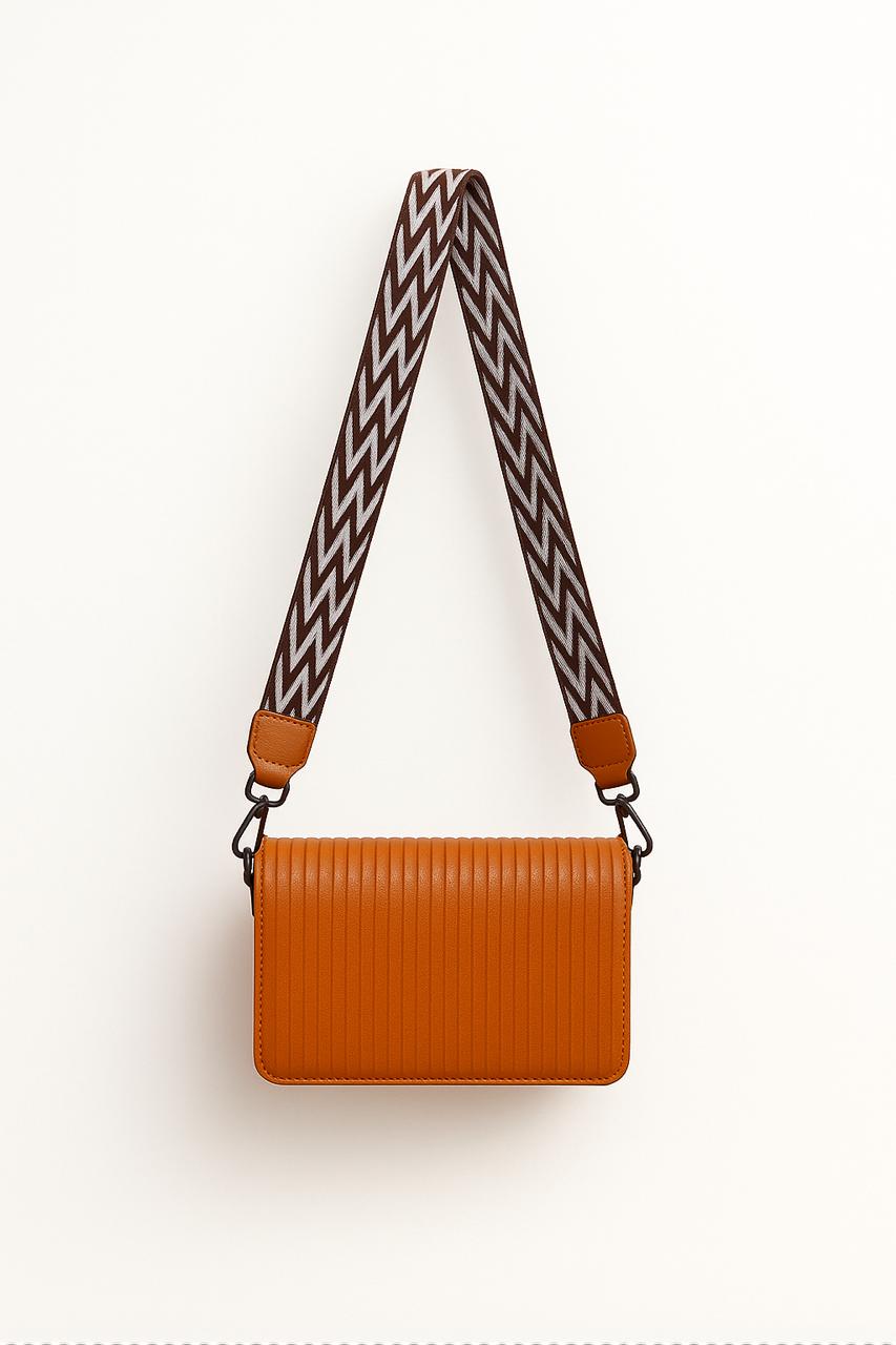 Cognac Monochrome Luxe Flap Bag for Women