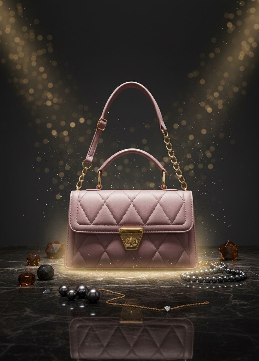 Pink Quilted Handbag for Women
