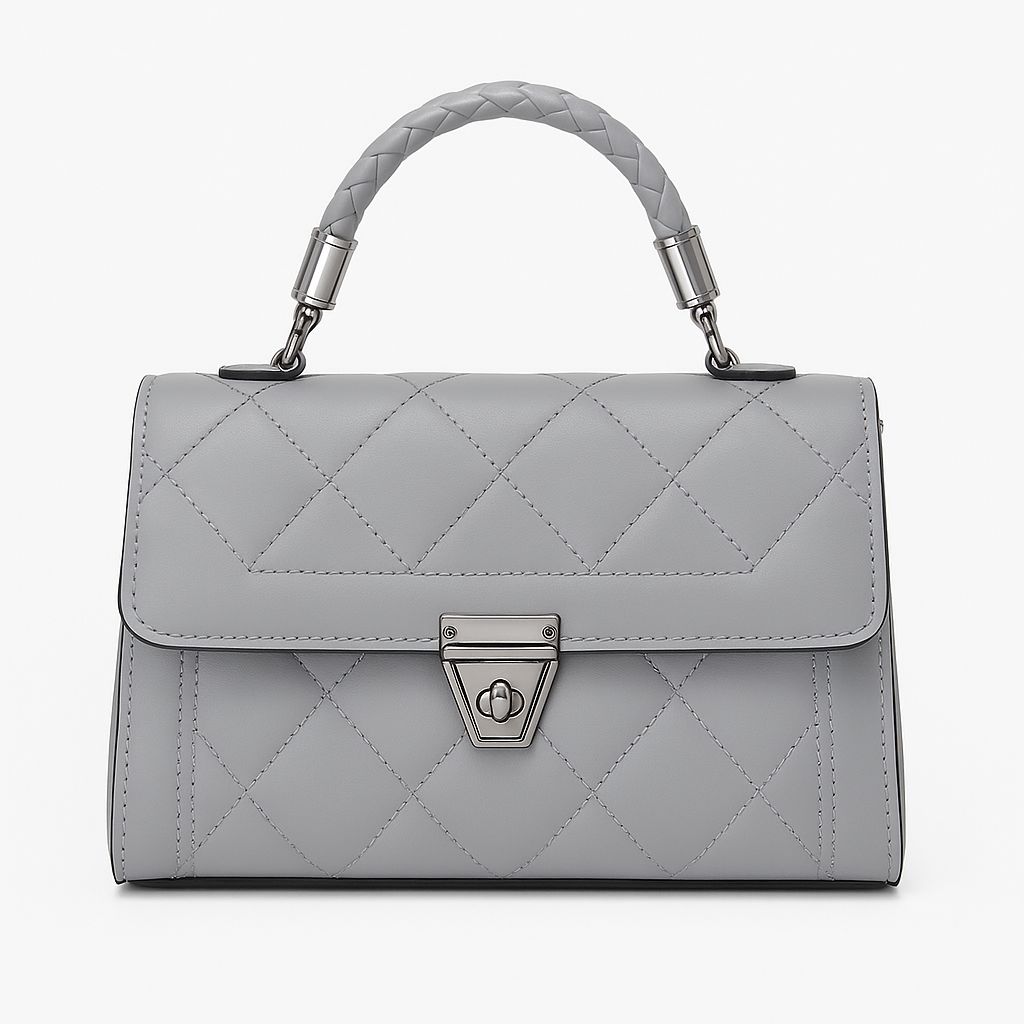 Grey Quilted Handbag for Women