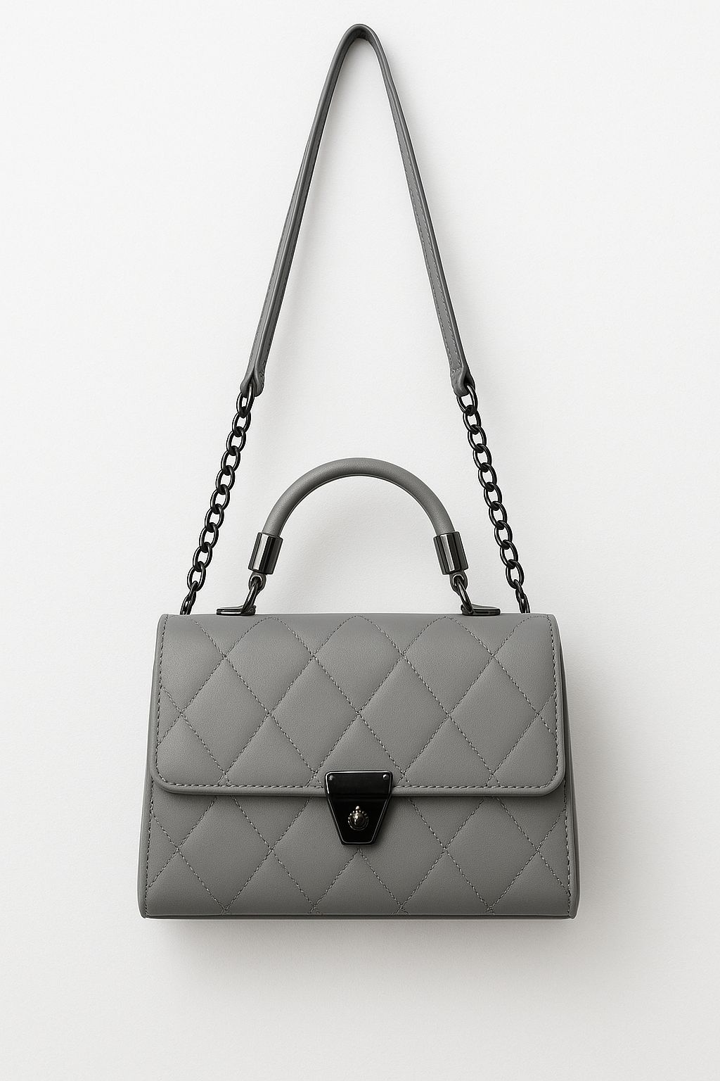 Grey Quilted Handbag for Women